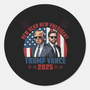 New Year New President Trump Vance President Happy Classic Round Sticker