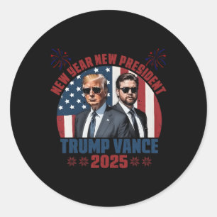 New Year New President Trump Vance President Happy Classic Round Sticker
