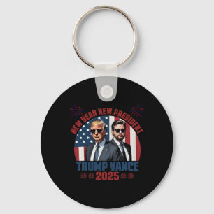 New Year New President Trump Vance President Happy Key Ring