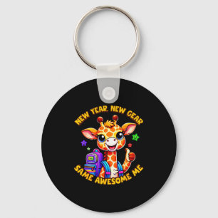 New Year New Same Awesome Me Giraffe Kids Key Ring