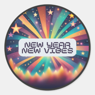 New Year New Vibes Classic Round Sticker