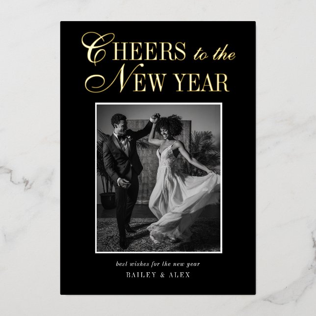 New Year Newlyweds Modern Wedding Photo (Front)