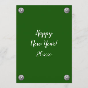 New Year Open House Green Silver Star Decoration Invitation