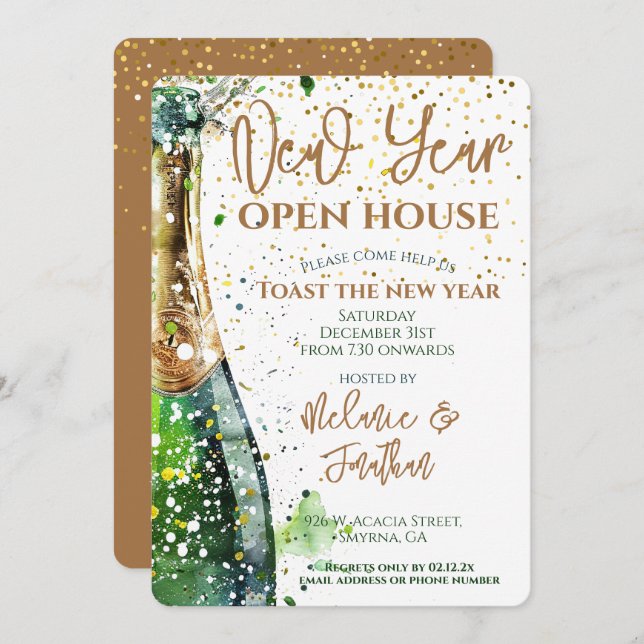 New Year Open House Toast The Year Party Invitation (Front/Back)