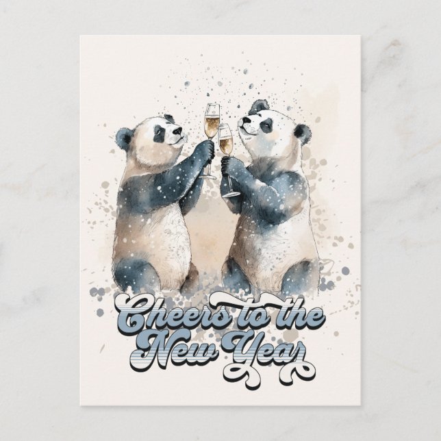 New Year Pandas Postcard (Front)