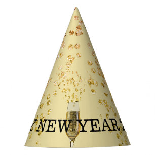 New Year Party Champagne Gold Bubbles Fun Hat