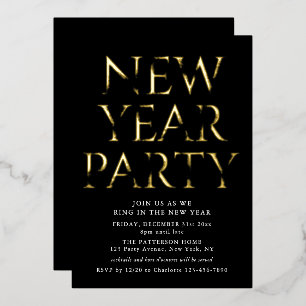 New Year Party Simple Minimalist Gold Script Foil