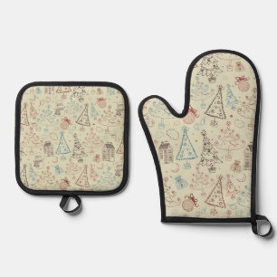 New year pattern oven mitt & pot holder set