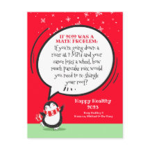 New Year Penguin Funny Math Problem Personalised