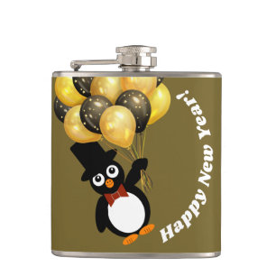 New Year Penguin Hip Flask