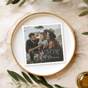 New year Photo elegant Art Deco typography modern Napkin