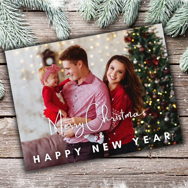 New Year Photo Elegant Modern Holiday Postcard (Creator Uploaded)