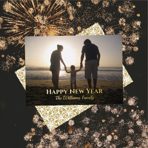 New Year Photo Elegant Topography Name Gold