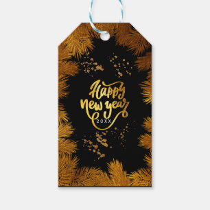 New Year Pine Gold Elegant Corporate Party Gift Tags