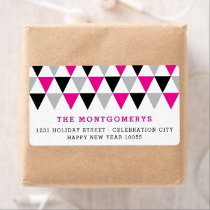 New Year Pink Geometric Triangles Holiday Address
