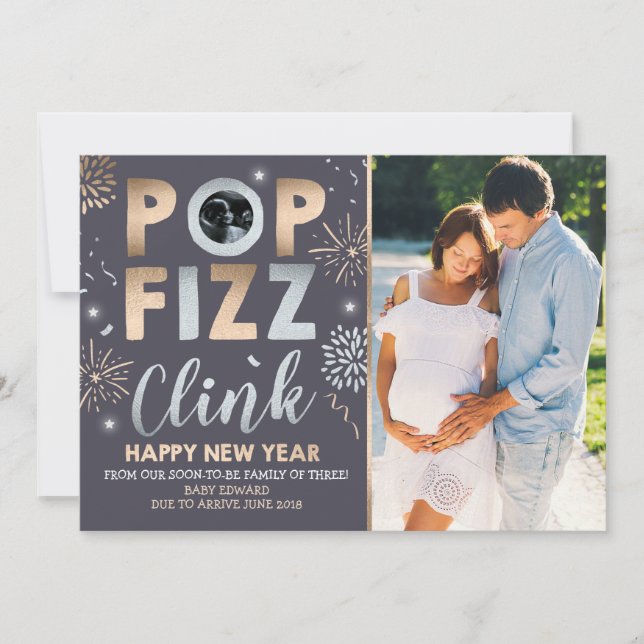 New Year Pregnancy Announcement New Year Card (Front)