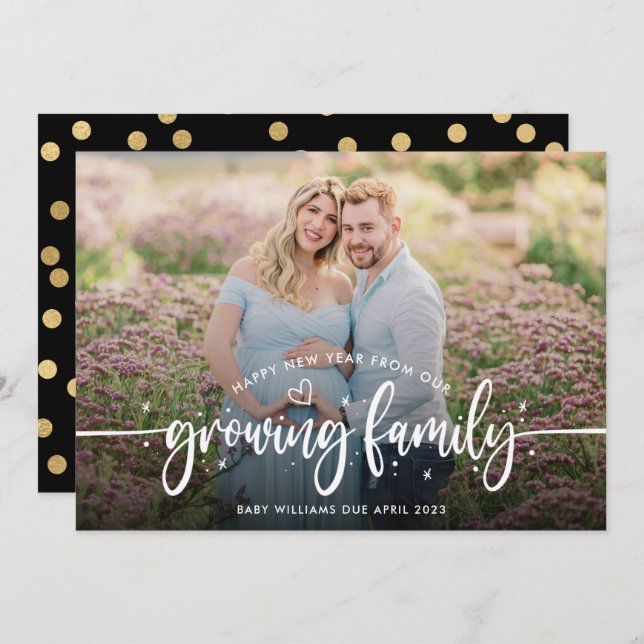 New Year Pregnancy Photo  Announcement (Front/Back)