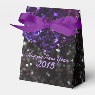 New Year Purple & Black Glitter Pattern Favor Box