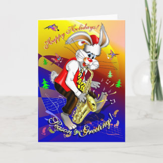New Year- Rabbit, Rabbit on Saxophone, Chinese new Holiday Card