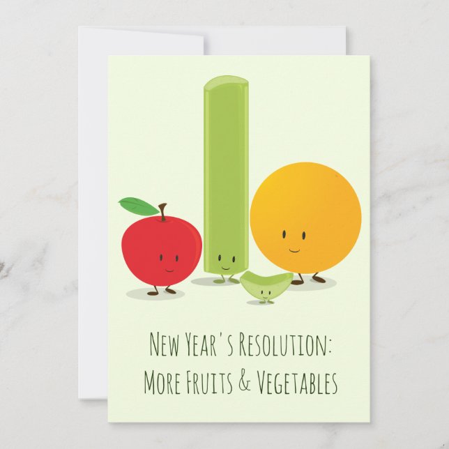New Year Resolution Healthy Eating Fruit Celery Holiday Card (Front)