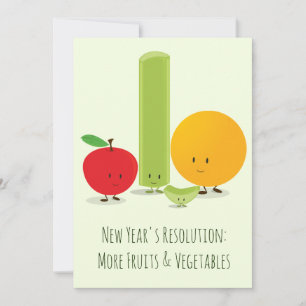 New Year Resolution Healthy Eating Fruit Celery Holiday Card