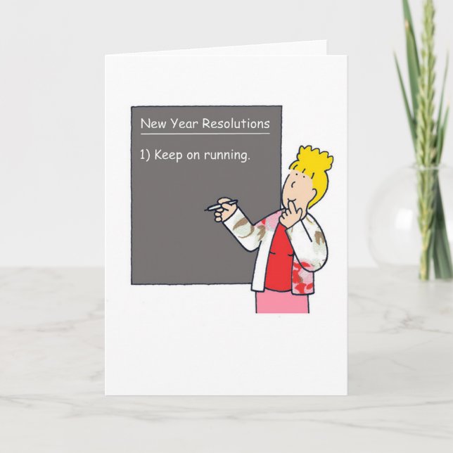 New Year Resolutions Running Humour Holiday Card (Front)