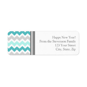 New Year Return Address Labels Grey Blue