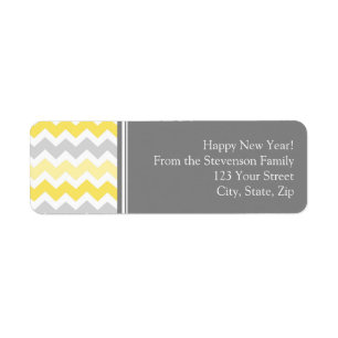 New Year Return Address Labels Grey Yellow