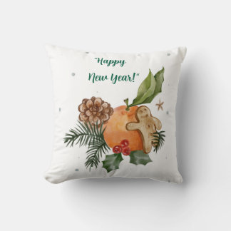 “New Year’s Citrus & Sweets Watercolor” Cushion