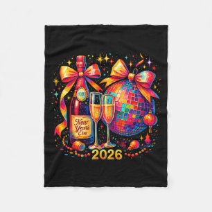 New Year’s Eve 2026 Disco Champagne Color Blast Fleece Blanket