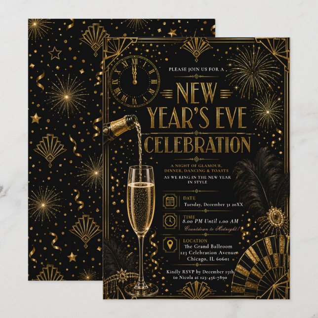 New Year’s Eve Celebration Invitation (Front/Back)