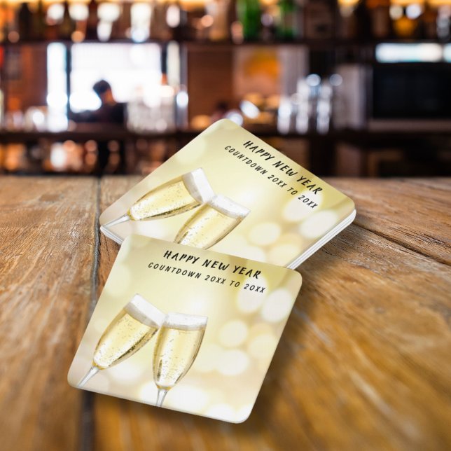 New Year’s Eve & Day Toast Celebration Party Square Paper Coaster (New Year’s Eve & Day Toast Celebration Party Square Paper Coaster)