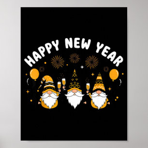 New Year’s Eve Party Happy New Year Gnome Confetti Poster