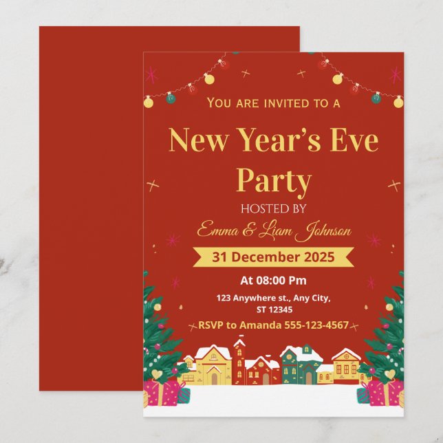 New Year’s Eve Party Invitation 2026 (Front/Back)