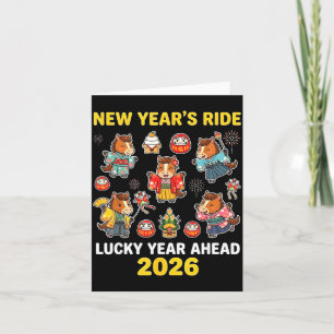 New Year’s Ride 2026 Cute Zodiac Celebration Graph Card