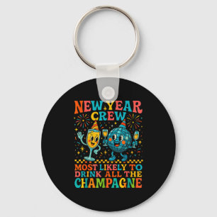 New Year’s Social Club 2026 Elegant Champagne Art  Key Ring