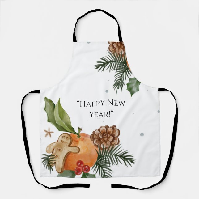 New Year’s Tree, Mandarins, and Cookies  Apron (Front)