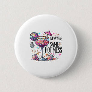 New Year Same Hot Retro Mess Tail Happy New Year P 6 Cm Round Badge