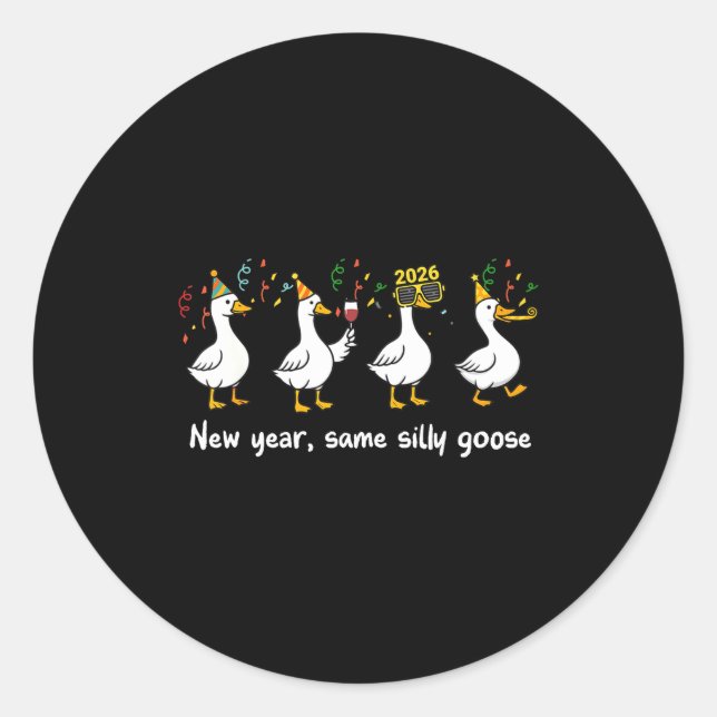 New Year Same Silly Goose Family Matching New Year Classic Round Sticker (Front)