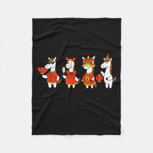 New Year Same Silly Horse Funny Chinese Lunar New  Fleece Blanket