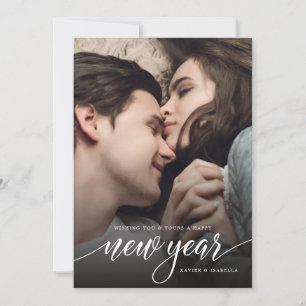 New Year Script Photo Holiday Card
