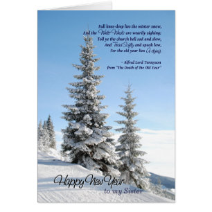New Year Snow on Conifers for Sister Tennyson Poem