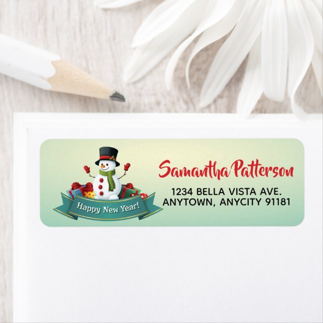 New Year Snowman Return Address Label (Insitu)