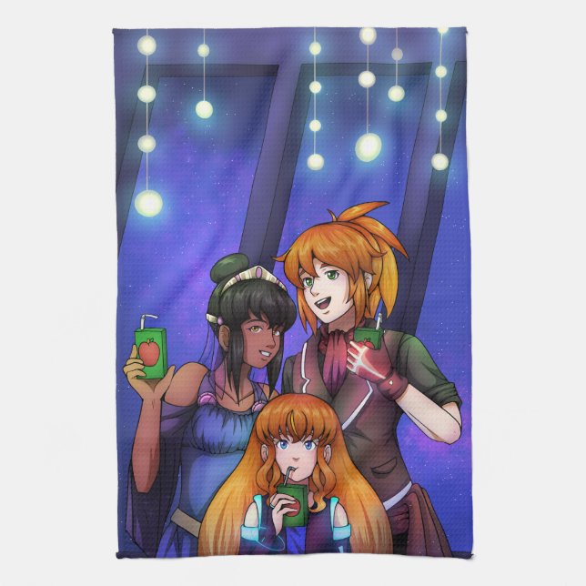 New Year Space Celebration Tea Towel (Vertical)