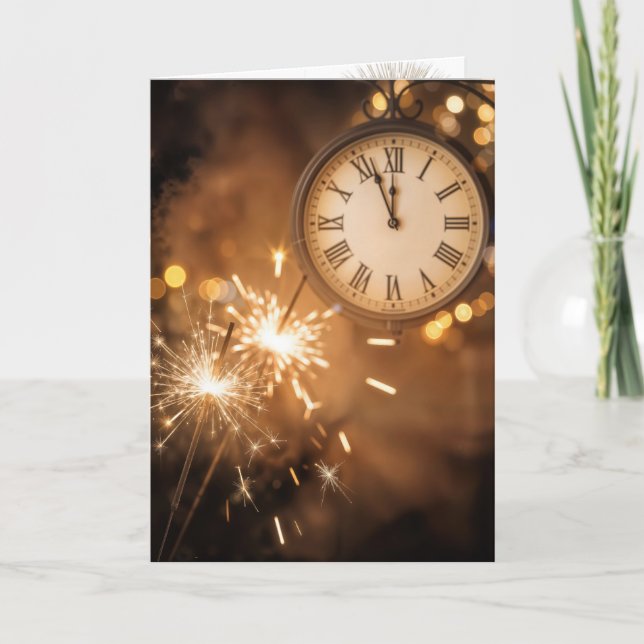 New Year Sparklers With Countdown Clock Card (Front)