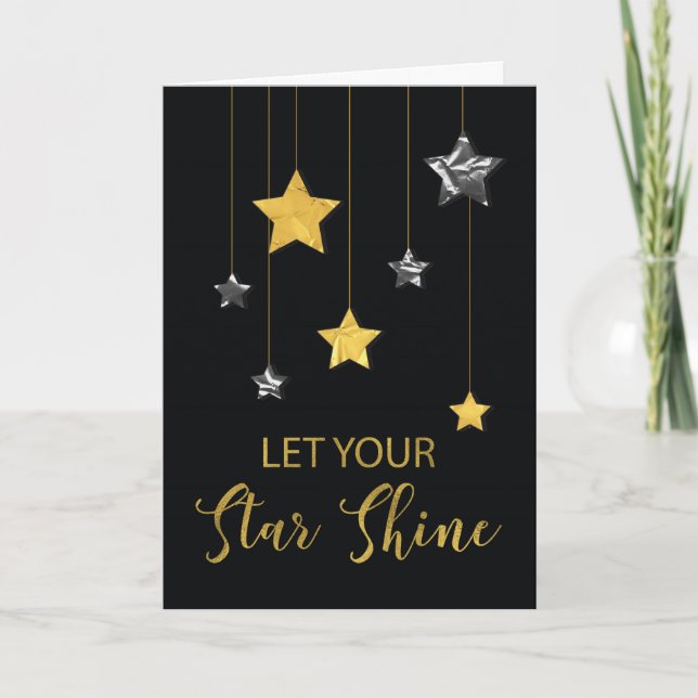 New Year Star Shine Gold and Silver Looking Stars Card (Front)