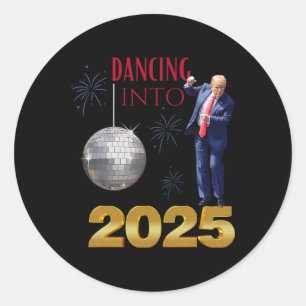 New Year Trump Dancing 2025 Mega Funny Party Count Classic Round Sticker