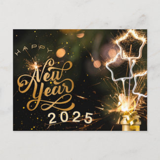 New year typography 2025 postcard