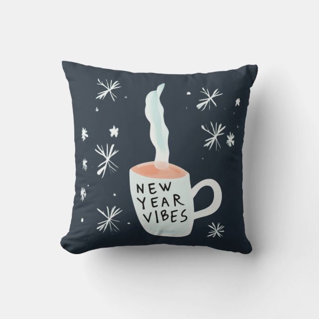 New Year Vibes smoking mug Cushion (Front)