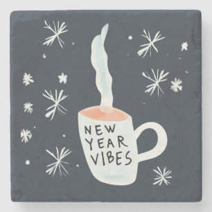 New Year Vibes smoking mug Stone Coaster